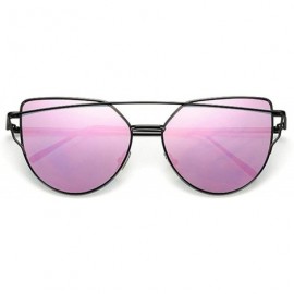 Cat Eye 2018 Er Cat Eye Sunglasses Women Vintage Metal Reflective Glasses Mirror Retro Oculos De Sol Gafas - Blackpurple - CF...