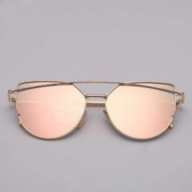 Cat Eye 2018 Er Cat Eye Sunglasses Women Vintage Metal Reflective Glasses Mirror Retro Oculos De Sol Gafas - Blackpurple - CF...