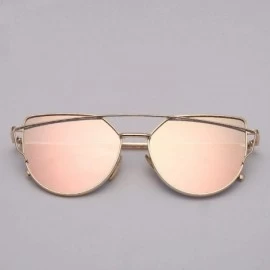 Cat Eye 2018 Er Cat Eye Sunglasses Women Vintage Metal Reflective Glasses Mirror Retro Oculos De Sol Gafas - Blackpurple - CF...