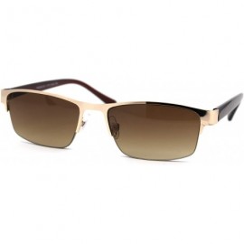 Rectangular Mens Mod Half Rim 3 Focal Progressive Reading Sunglasses - Gold - CH18XESNYOL $10.47