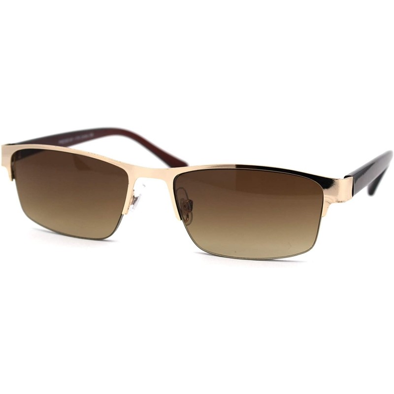 Rectangular Mens Mod Half Rim 3 Focal Progressive Reading Sunglasses - Gold - CH18XESNYOL $10.47