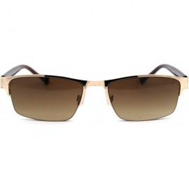 Rectangular Mens Mod Half Rim 3 Focal Progressive Reading Sunglasses - Gold - CH18XESNYOL $10.47