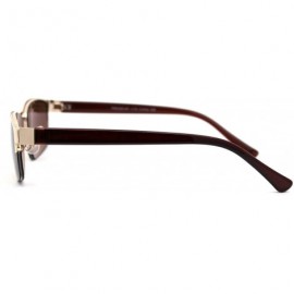 Rectangular Mens Mod Half Rim 3 Focal Progressive Reading Sunglasses - Gold - CH18XESNYOL $10.47