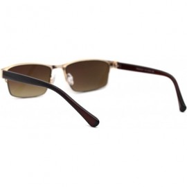 Rectangular Mens Mod Half Rim 3 Focal Progressive Reading Sunglasses - Gold - CH18XESNYOL $10.47