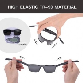 Rectangular Polarized Sunglasses Unbreakable Protection - 2 Pack - Matte Black Frame Grey Lens/Brown Frame Brown Lens - C118W...