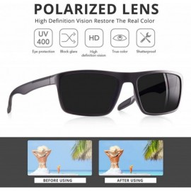 Rectangular Polarized Sunglasses Unbreakable Protection - 2 Pack - Matte Black Frame Grey Lens/Brown Frame Brown Lens - C118W...