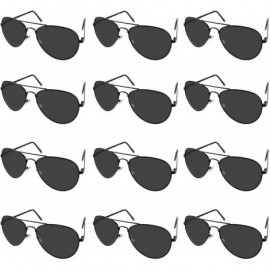 Aviator Aviator Style Metal Frame Colored Lens Sunglass-Wholesale Lot 12 Pairs - Black Frame / Gray Lens - C718E209HT5 $20.95