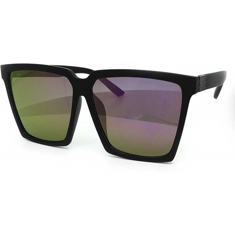 Oversized 7240-1 Premium Oversized XXL Square Flat Mirrored Sunglasses - Purple - CA18OT8U0CN $16.74