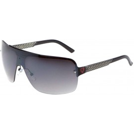 Shield TREAD - Tire Pattern Temple Rimless Curved One Piece Shield Lens Sunglasses - Smoke Red - CZ199H26LZ7 $41.92