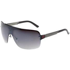 Shield TREAD - Tire Pattern Temple Rimless Curved One Piece Shield Lens Sunglasses - Smoke Red - CZ199H26LZ7 $13.97