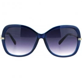 Butterfly Rhinestone Iced Hinge Side Exposed Lens Plastic Butterfly Sunglasses - Blue Smoke - C818L93TUN2 $22.97