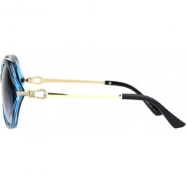 Butterfly Rhinestone Iced Hinge Side Exposed Lens Plastic Butterfly Sunglasses - Blue Smoke - C818L93TUN2 $22.97