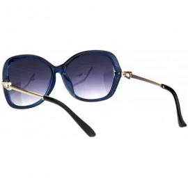 Butterfly Rhinestone Iced Hinge Side Exposed Lens Plastic Butterfly Sunglasses - Blue Smoke - C818L93TUN2 $14.16