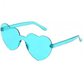Shield Heart Shaped Rimless Sunglasses Transparent Candy Color Frameless Sunglasses for Women - Sky Blue - CU19028KCQ0 $18.69