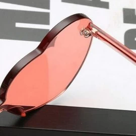 Shield Heart Shaped Rimless Sunglasses Transparent Candy Color Frameless Sunglasses for Women - Sky Blue - CU19028KCQ0 $18.69