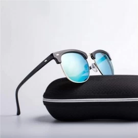 Goggle Half Metal Fashion Sunglasses Men/Women Er Retro Rivet Lens Classic Sun Glasses FeOculos UV400 - C7 - CB199CKR5GH $50.26