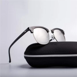 Goggle Half Metal Fashion Sunglasses Men/Women Er Retro Rivet Lens Classic Sun Glasses FeOculos UV400 - C7 - CB199CKR5GH $50.26