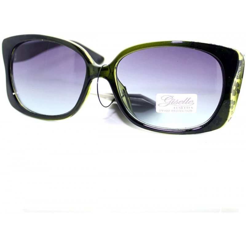 Rectangular Womens Fashion Sunglasses Rectangle Butterfly Frame Floral Print - Green - CW11V50BDYN $11.49