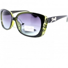 Rectangular Womens Fashion Sunglasses Rectangle Butterfly Frame Floral Print - Green - CW11V50BDYN $11.49
