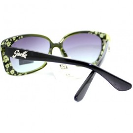 Rectangular Womens Fashion Sunglasses Rectangle Butterfly Frame Floral Print - Green - CW11V50BDYN $11.49