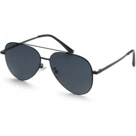 Aviator Aviator Polarized Sunglasses for Women Metal Frame Designer Eyeglasses - Black-51mm - CJ1800KIXSL $17.19