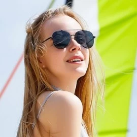 Aviator Aviator Polarized Sunglasses for Women Metal Frame Designer Eyeglasses - Black-51mm - CJ1800KIXSL $27.89
