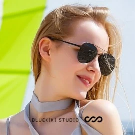 Aviator Aviator Polarized Sunglasses for Women Metal Frame Designer Eyeglasses - Black-51mm - CJ1800KIXSL $27.89