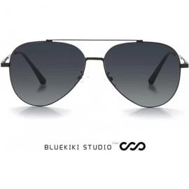 Aviator Aviator Polarized Sunglasses for Women Metal Frame Designer Eyeglasses - Black-51mm - CJ1800KIXSL $27.89
