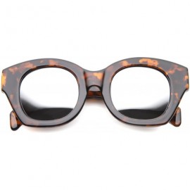 Square Oversize Bold Chunky Frame Square Mirrored Lens Cat Eye Sunglasses 46mm - Tortoise / Mirror - CT127Y68DR1 $20.92
