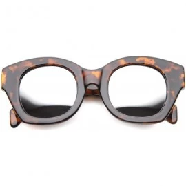 Square Oversize Bold Chunky Frame Square Mirrored Lens Cat Eye Sunglasses 46mm - Tortoise / Mirror - CT127Y68DR1 $10.46