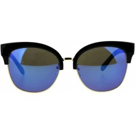 Cat Eye Womens Horned Half Eyebrow Oversize Cat Eye Sunglasses - Black Blue - C9184YC0UZO $16.13