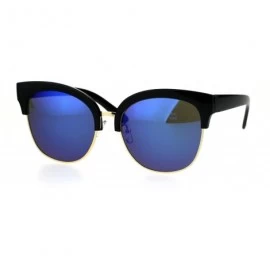 Cat Eye Womens Horned Half Eyebrow Oversize Cat Eye Sunglasses - Black Blue - C9184YC0UZO $16.13