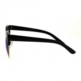 Cat Eye Womens Horned Half Eyebrow Oversize Cat Eye Sunglasses - Black Blue - C9184YC0UZO $24.36