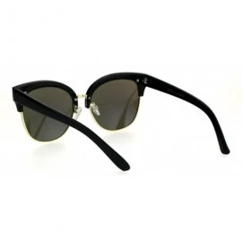 Cat Eye Womens Horned Half Eyebrow Oversize Cat Eye Sunglasses - Black Blue - C9184YC0UZO $24.36