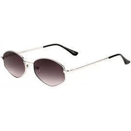 Oval Geometric Oval Thin Metal Frame Color Sunglasses - Smoke Silver - C6197A68XMX $16.69