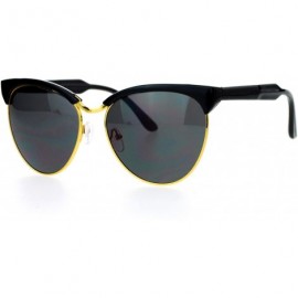 Cat Eye Womens Oversize Cat Eye Half Rim Designer Sunglasses - Black Gold - CF12EFCQU6D $10.92