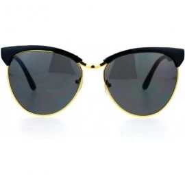 Cat Eye Womens Oversize Cat Eye Half Rim Designer Sunglasses - Black Gold - CF12EFCQU6D $10.92