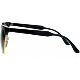 Cat Eye Womens Oversize Cat Eye Half Rim Designer Sunglasses - Black Gold - CF12EFCQU6D $10.92