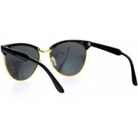 Cat Eye Womens Oversize Cat Eye Half Rim Designer Sunglasses - Black Gold - CF12EFCQU6D $10.92