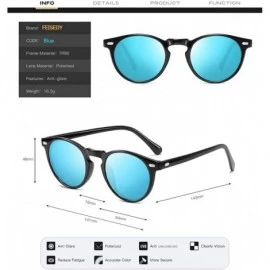 Round Classic Polarized Sunglasses Womens Elegant Sun Glasses Female Driving Eyewear B2483 - Blue - CC18QZUY9T2 $23.21