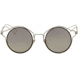 Round Women's 6642 Fashion Round Sunglasses 51mm - Silver - CT188KGSTG8 $35.52