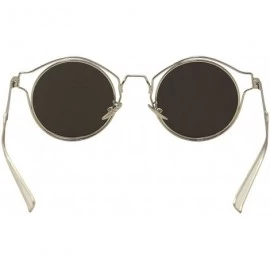 Round Women's 6642 Fashion Round Sunglasses 51mm - Silver - CT188KGSTG8 $35.52