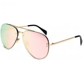 Oversized Aviator Women Men Metal Sunglasses Fashion Designer Frame Colored Lens - 86021_c4_gold_fire_mirror - CZ12ODMUKRH $1...