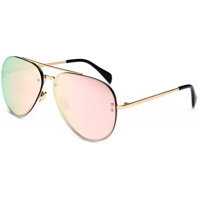 Oversized Aviator Women Men Metal Sunglasses Fashion Designer Frame Colored Lens - 86021_c4_gold_fire_mirror - CZ12ODMUKRH $2...