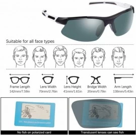 Sport Polarized Sports Sunglasses for Men Women Cycling Running Driving Glasses - White Frame Black Lens - CW18YA5D424 $16.12