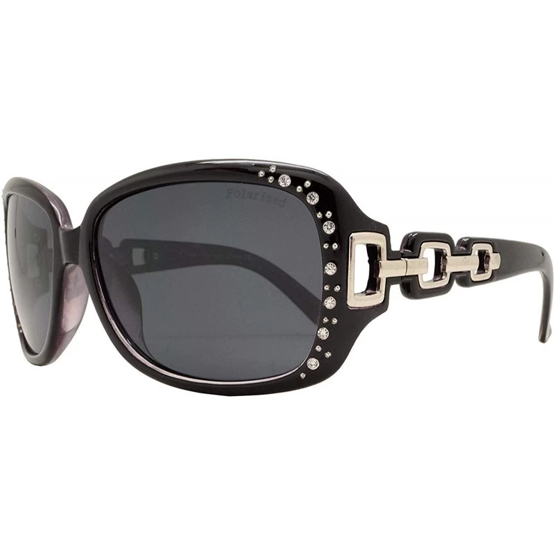Oversized Womens Polarized Rhinestone Chic Designer Inspired Sunglasses for Women - Purple + Smoke - CG18QN036ZN $27.00
