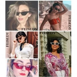 Oversized Small Cat Eye Sunglasses Vintage Square Shade Women Eyewear B2291 - White/Smoke - CT180M29NLC $21.12