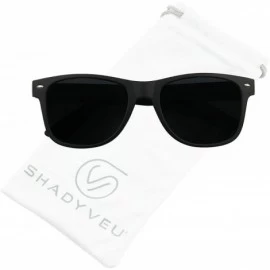 Square Super Dark Black Retro Round Darkest 80's Casual UV400 Sunglasses (Soft Black Frame - Dark Black) - C01836ZNAZC $21.54