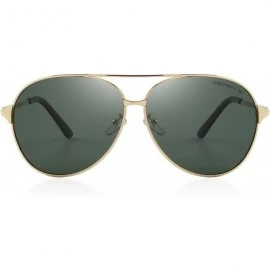 Oversized Men/Women Aviation Polarized Driving Sunglasses 100% UV Protection S8008 - Gold&green - CR185DTTXTK $9.24