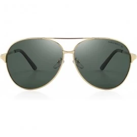 Oversized Men/Women Aviation Polarized Driving Sunglasses 100% UV Protection S8008 - Gold&green - CR185DTTXTK $18.48